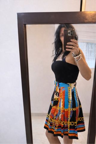 Falda Zara Plisada Estampado Cadenas