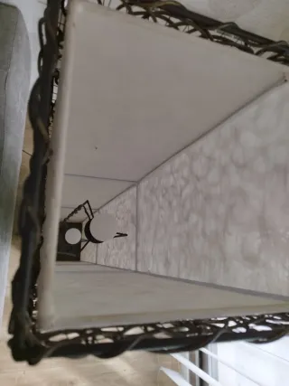 Lámpara de pie tela y ratán