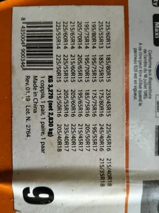 Cadenas a estrenar para nieve IDEAL ABS 9mm