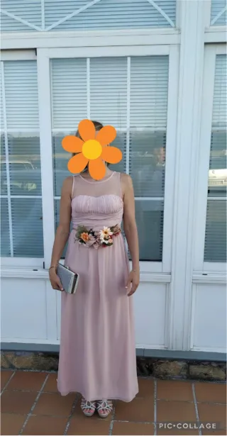 Vestido largo ceremonia rosa palo