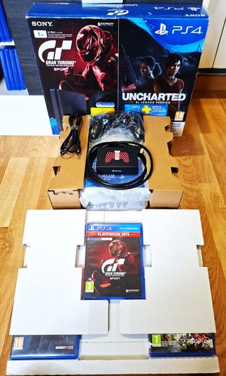 Ps4 SLIM 1Tb + CAJA + MANDO + 4 JUEGOS + CARGADOR
