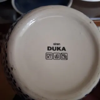 4 Mugs artesanos Cerámica Diseño Puntos Azul Dorad