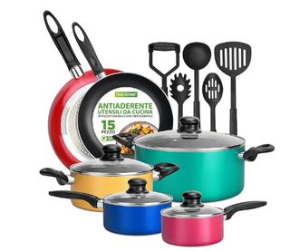 Set pentole e padelle antiaderenti 15 pezzi