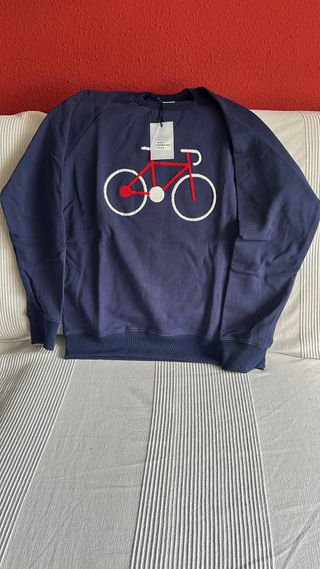 Sudadera unisex azul con bici