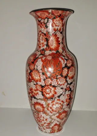 Vaso Ceramica Decorazioni Floreali H 40cm