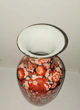 Vaso Ceramica Decorazioni Floreali H 40cm