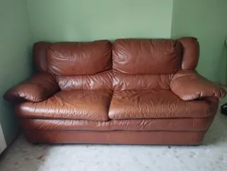 Sofá de piel marrón 2 plazas