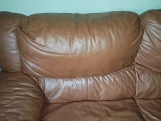 Sofá de piel marrón 2 plazas