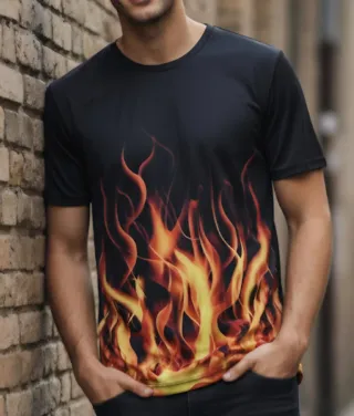 Camisa hombre licra estampado llamas