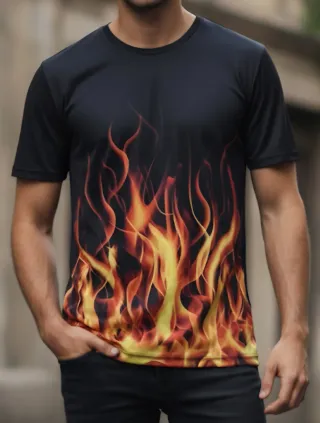 Camisa hombre licra estampado llamas