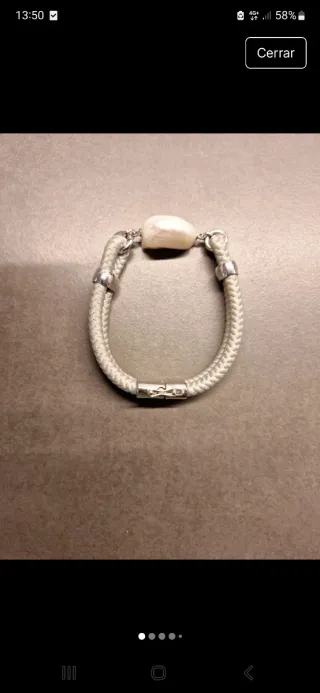 Pulsera tejido trenzado y piedra cultivada.