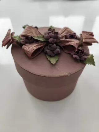 Caja joyero decorativa morada y verde