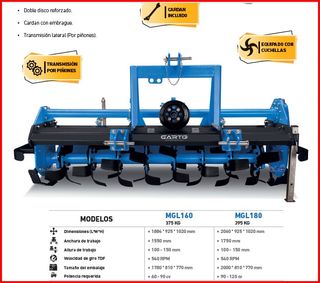 ROTOVATOR FRESADORA REFORZADO A TRACTOR 90-200 CM