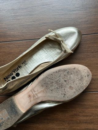 Bailarinas de cuero italiano doradas