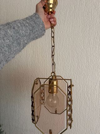 Lámpara de techo colgante vintage cristal y metal