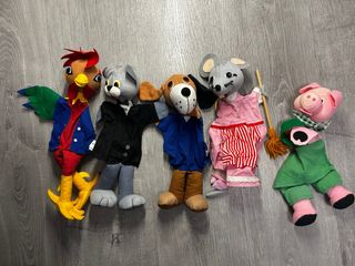 Títeres de mano animales (5 unidades) y telón