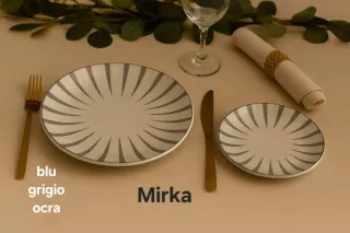 Set 18 piatti ceramica grigio e bianco