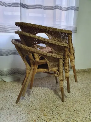 Tres,Sillas de Rattan para Terraza o Campo