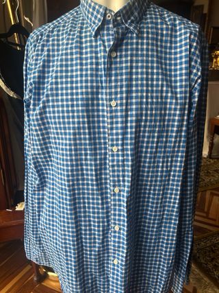 Camisa massimo dutti azul y blanco a cuadros
