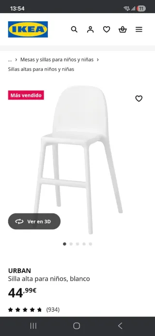 Silla alta IKEA URBAN niños/as blanca
