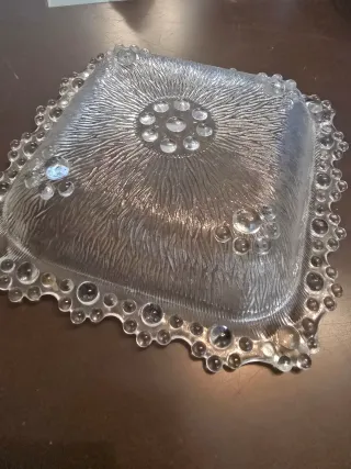 Cenicero de vidrio labrado con burbujas