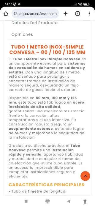 Tubo  80 mm acero inoxidable