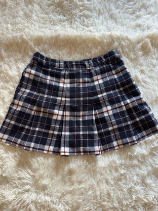 Falda Plisada Cuadros Azul y Blanco