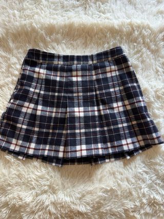 Falda Plisada Cuadros Azul y Blanco
