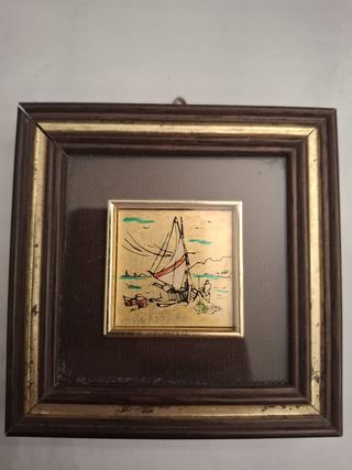 Tris quadretti foglia oro 22k artigianali