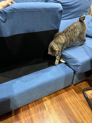 Sofá 3 plazas azul tela.