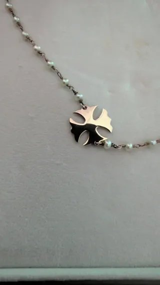 Collar Cruz Plata Perlas majorica