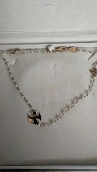 Collar Cruz Plata Perlas majorica