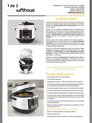Robot Cocina Lufthous Cook Maker + Recetario