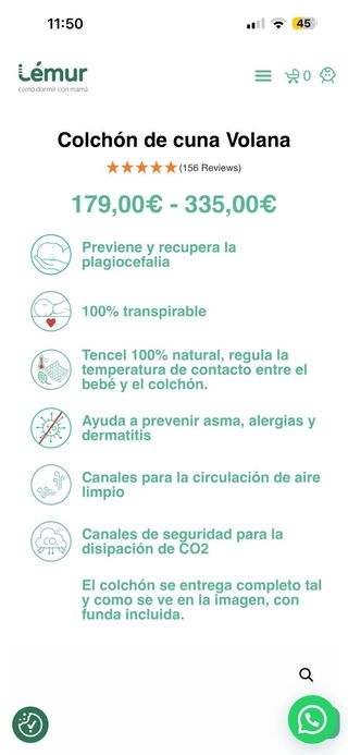 Colchón cuna marca Lémur