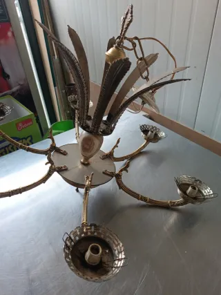 Lámpara de techo vintage latón y mármol