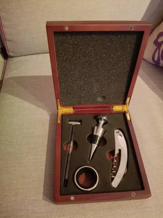 Set accessori vino legno e metallo