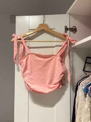 Top rosa tirantes lazo