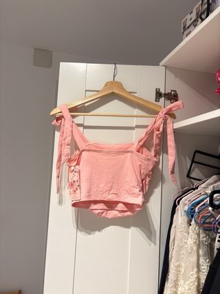 Top rosa tirantes lazo