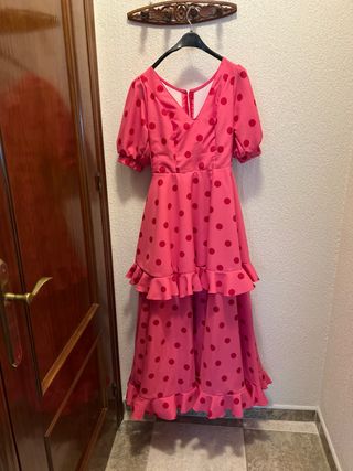 Traje Flamenca Rosa Lunar Fucsia