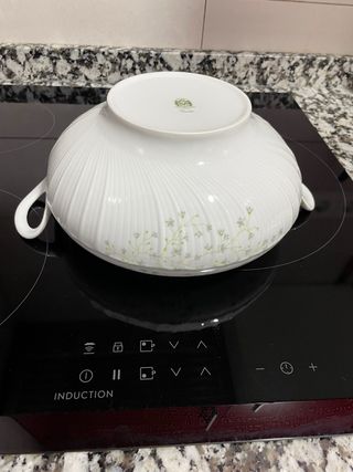 Sopera antigua de porcelana con flores