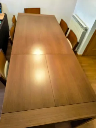 ✨Mesa extensible nogal macizo + 6 sillas