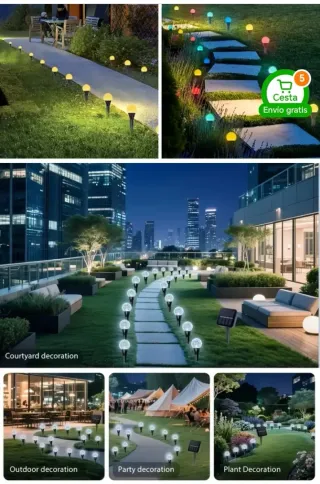 Luces Solares Jardín Cálidas 10 LED