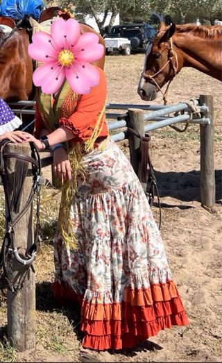 Falda flamenca volantes naranja