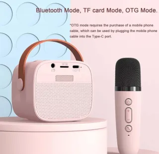 Altavoz Portátil Bluetooth Karaoke Rosa