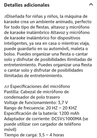 Altavoz Portátil Bluetooth Karaoke Rosa