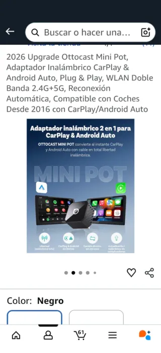 Ottocast Mini Adaptador CarPlay Inalámbrico