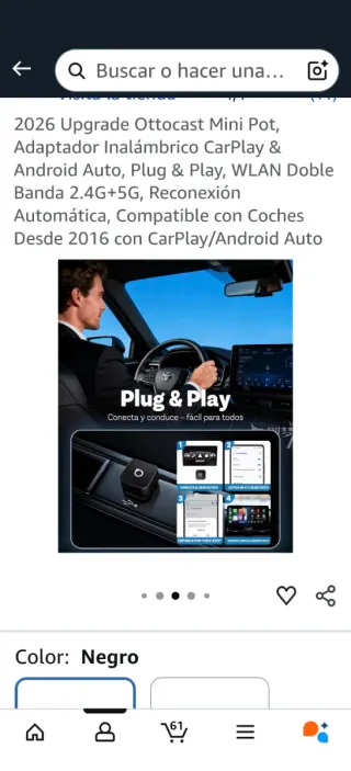 Ottocast Mini Adaptador CarPlay Inalámbrico