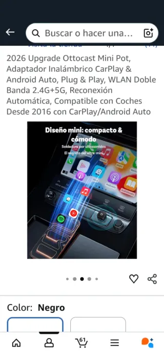 Ottocast Mini Adaptador CarPlay Inalámbrico