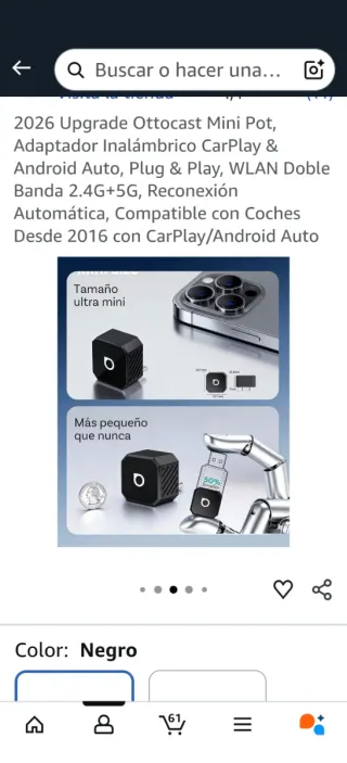 Ottocast Mini Adaptador CarPlay Inalámbrico