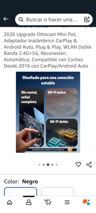 Ottocast Mini Adaptador CarPlay Inalámbrico